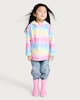 image 2 of F&F Girls Rainbow Stripe Hooded Raincoat in Multi