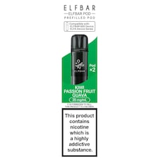 Elf Bar 600 Refillable Pod Kiwi Passionfruit Guava 20mg/ml 2 x 2ml