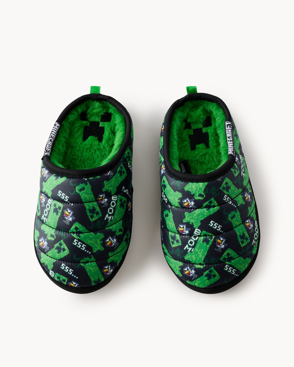 image 1 of Minecraft Quilted Mule Slippers in Black