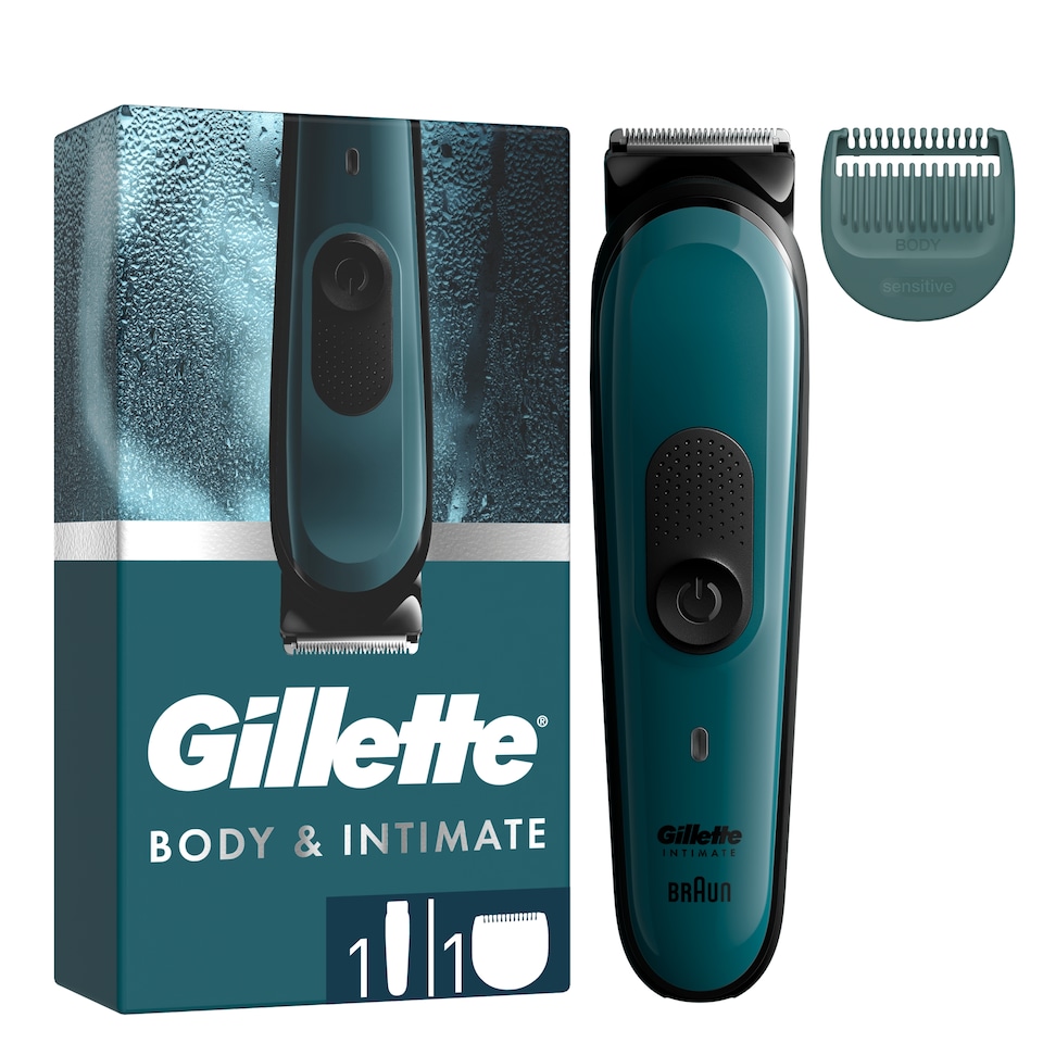 image 1 of Gillette Body and Intimate Men’s Intimate Trimmer i3, SkinFirst Pubic Hair Trimmer Waterproof