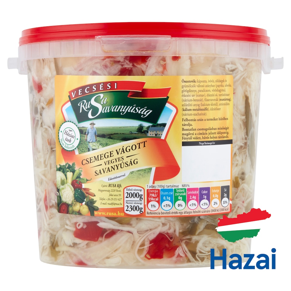 Rusa Savanyúság Chopped Sweet Pickles Mix with Sweetener 2300 g
