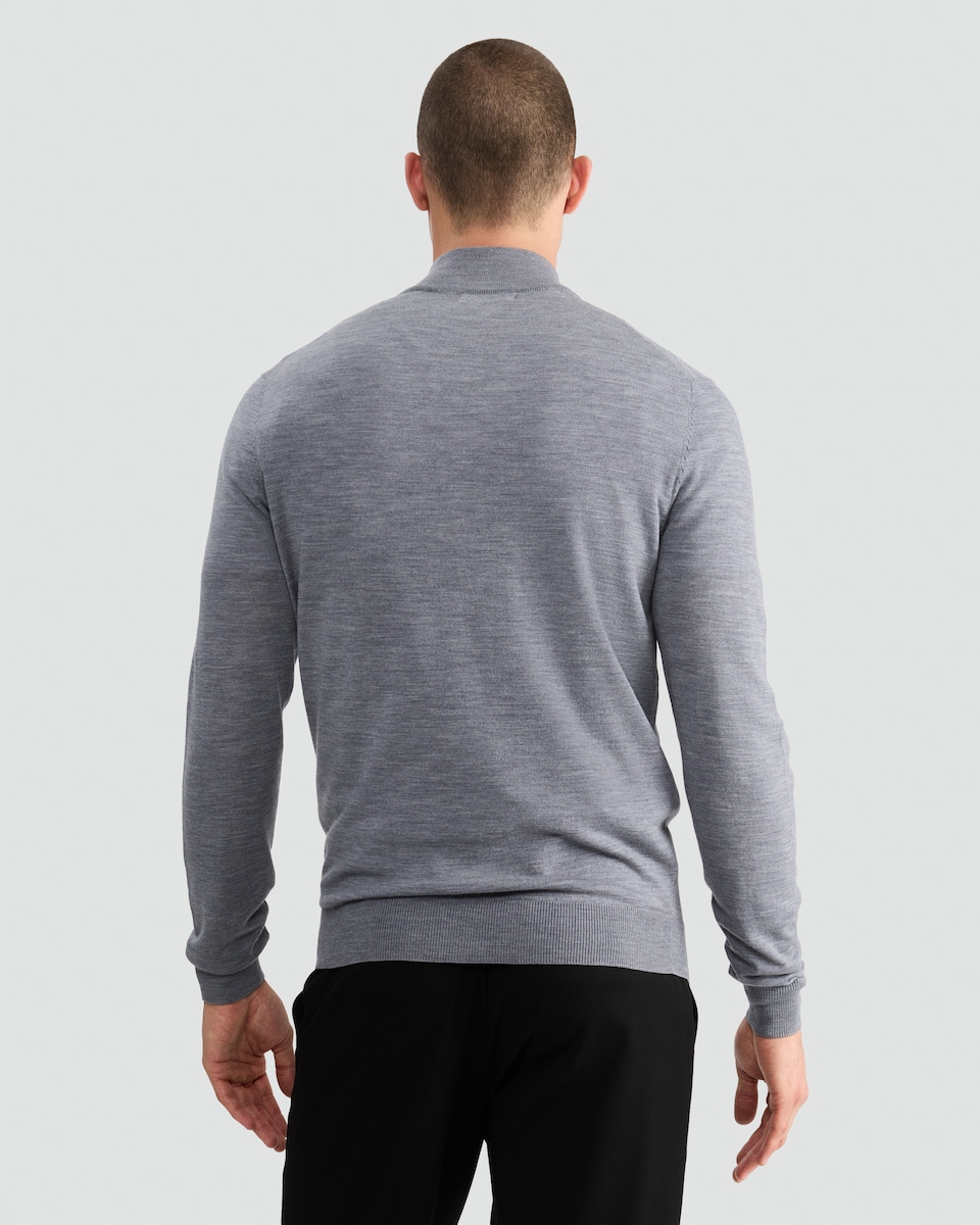 image 1 of F&F Pure Merino Wool High Neck Jumper in Grey Marl