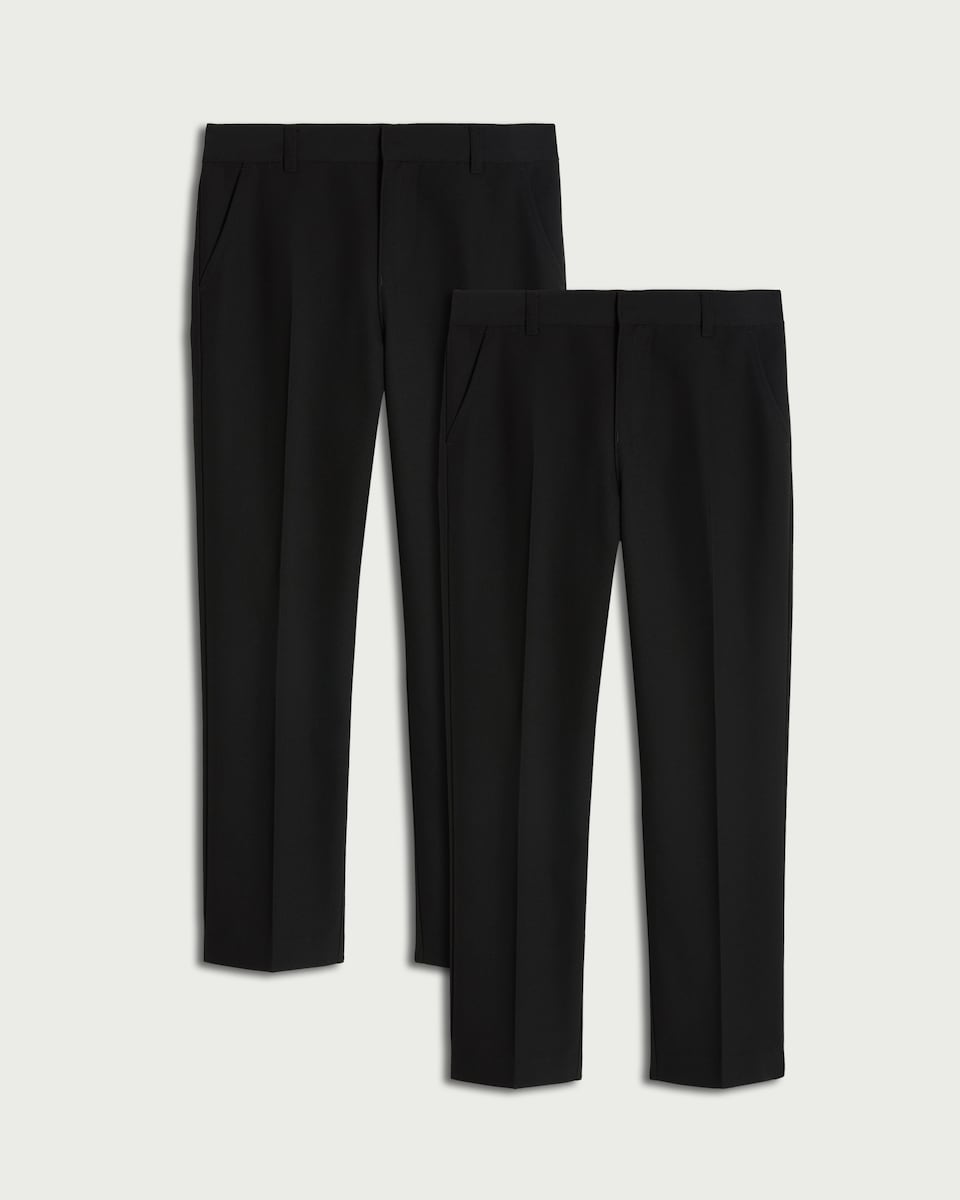 image 1 of F&F School Boys 2-Pack Slim Fit Trousers in Black