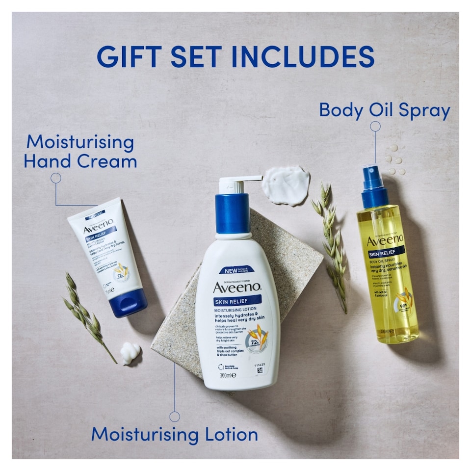 image 1 of Aveeno Skin Relief Moisturiser Gift Set with Body Lotion & Hand Cream