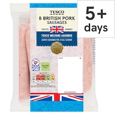 Tesco British Pork Sausages 8 Pack 454G