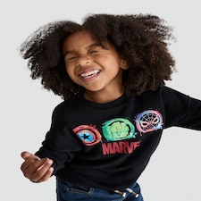 Marvel Avengers Print Cotton Rich Sweatshirt in Black