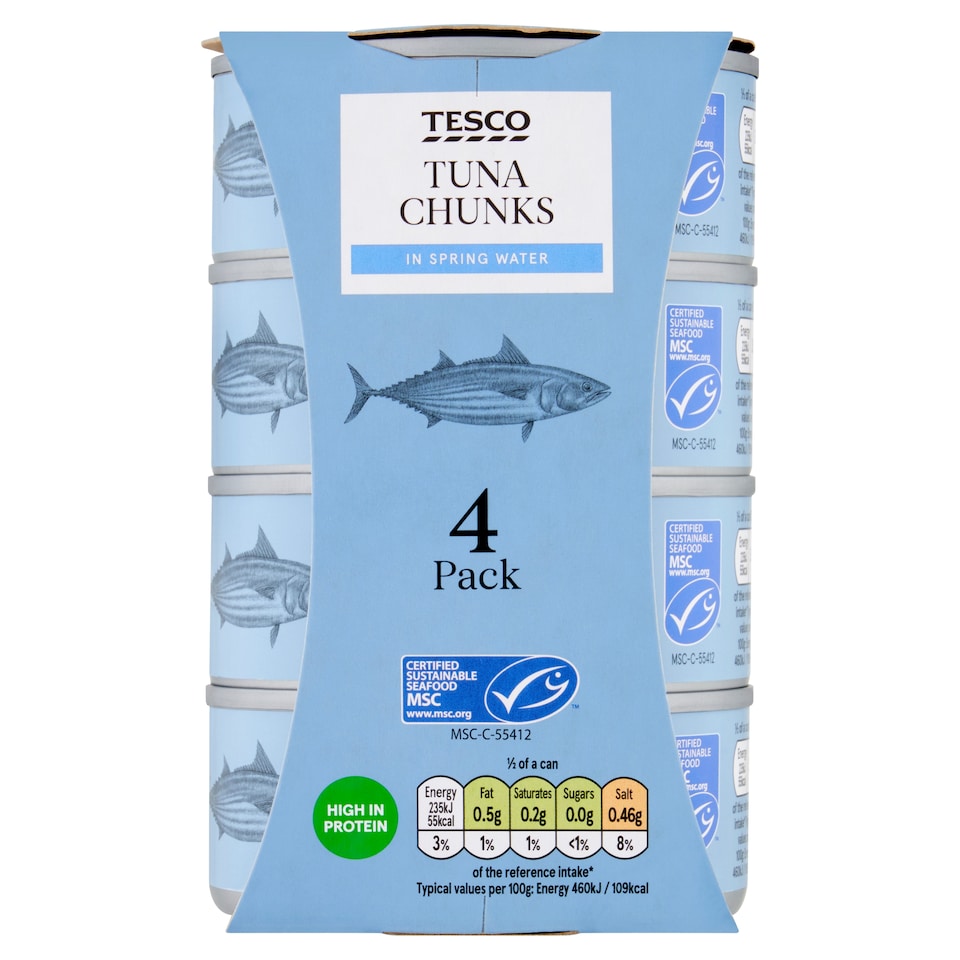 Tesco Tuna Chunks In Spring Water 4 X 145G