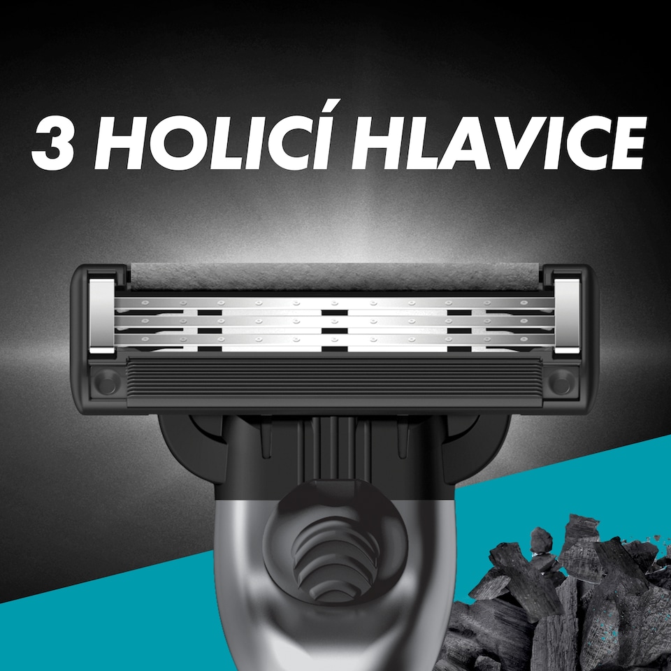 Obrázek 1 pro produkt Gillette Mach3 Charcoal Náhradní Holicí Hlavice Pro Muže, 3 Břity
