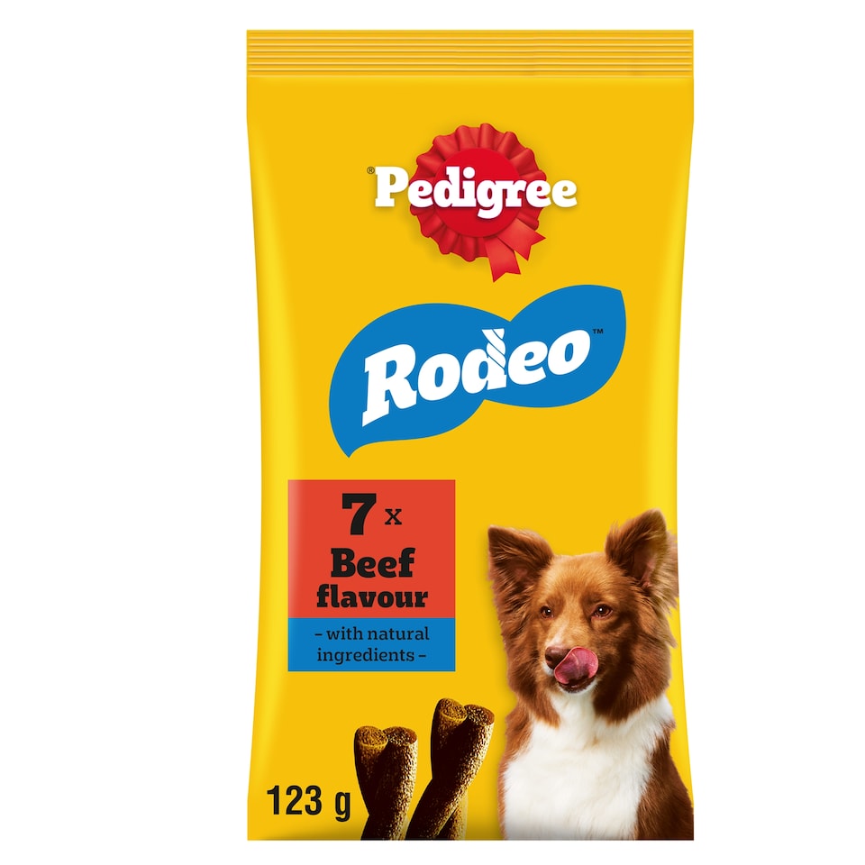 image 1 of Pedigree Rodeo Adult Dog Treats Beef 7 Sticks 123g