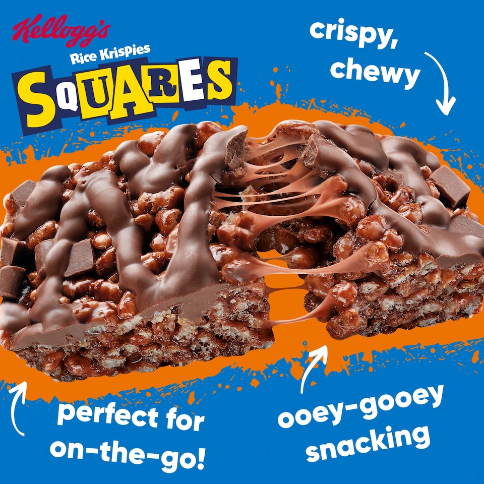 image 1 of Kellogg's Rice Krispies Squares Chocolatey Orange Cereal Bars Multipack, 4x36g