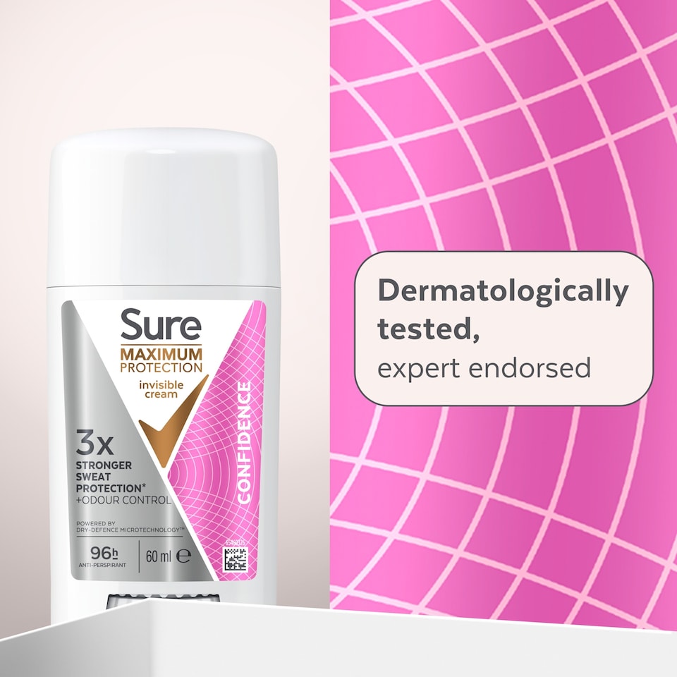 image 1 of Sure Women Maximum Protection Confidence Odour Control 96h Antiperspirant Deodorant Invisible Cream 60ml