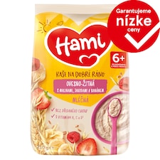 Hami mliečna kaša ovseno-žitná s banánom, jahodami a malinami 210 g