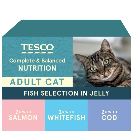 Tesco Adult Cat Fish Selection In Jelly 6X400g Tesco Groceries