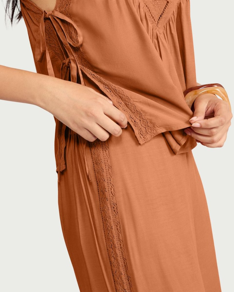 image 1 of F&F Diamond Embroidered Co-ord Camisole in Brick