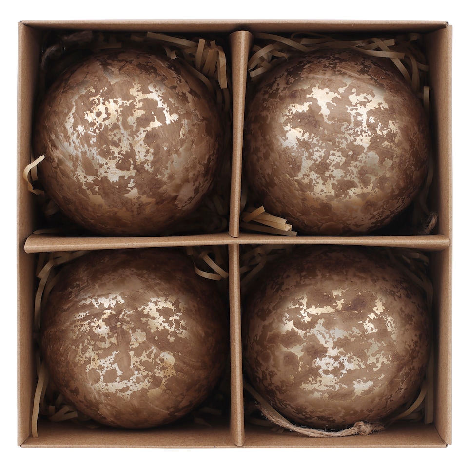 image 1 of Tesco Tarnished Gold Baubles Christmas Decorations 4 Pack