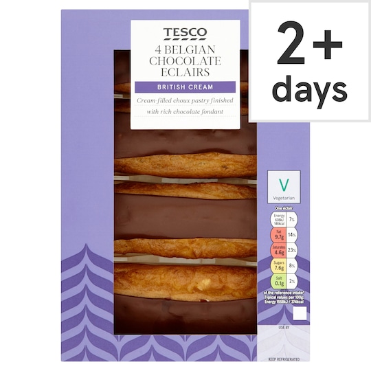Tesco 4 Belgian Chocolate Eclairs Tesco Groceries