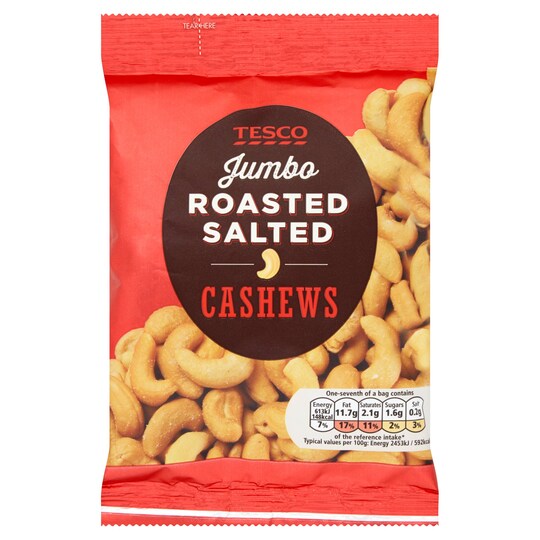 Tesco Jumbo Roasted &Salted Cashew Nuts 175G Tesco Groceries