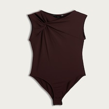 F&F Polyamide Twist Detail Sleeveless Bodysuit in Brown