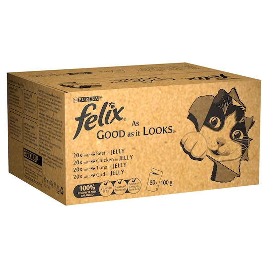 Purina Felix Meat & Fish Cat Food 80X100g Tesco Groceries