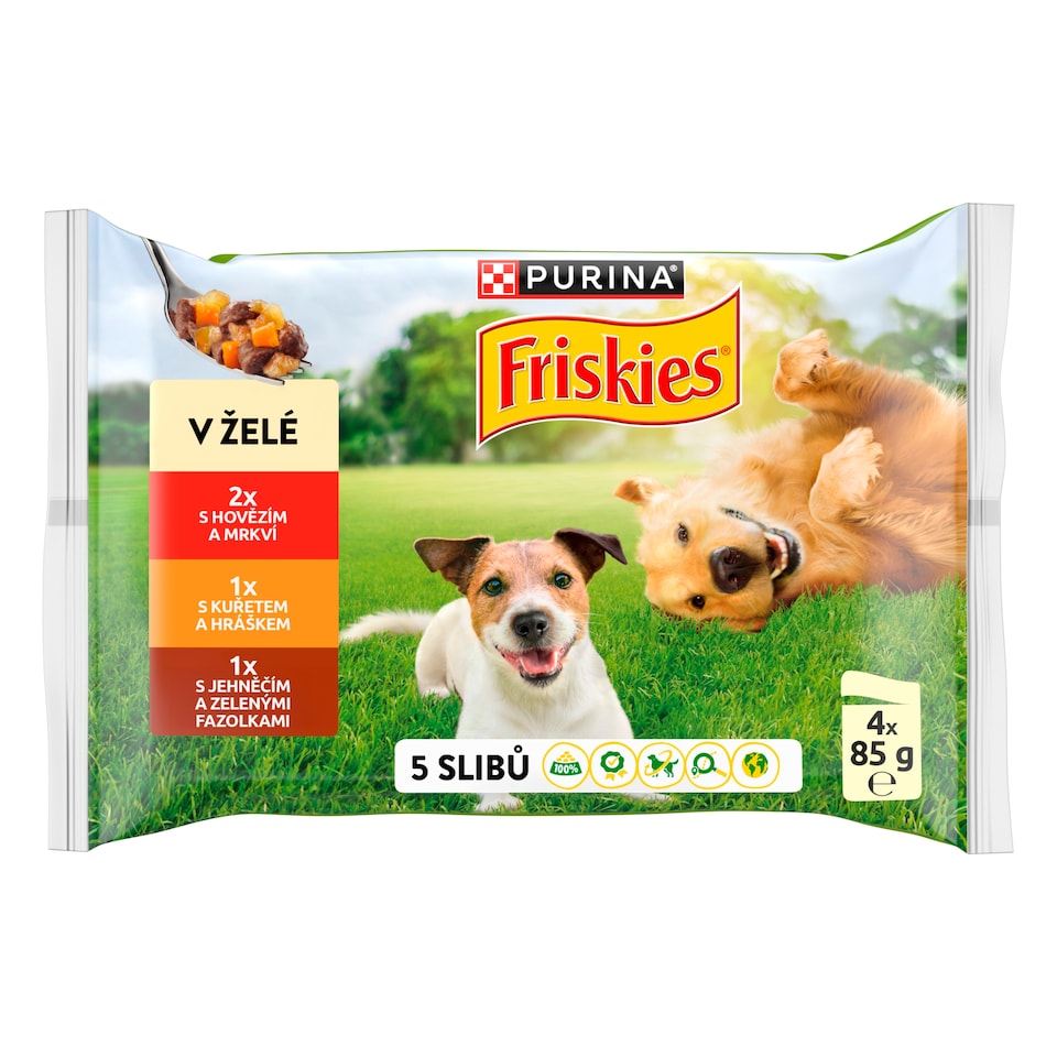 obrázok 1 z Friskies Adult kapsičky pre psov hovädzie, kura, jahňacie v želé 4 x 85 g