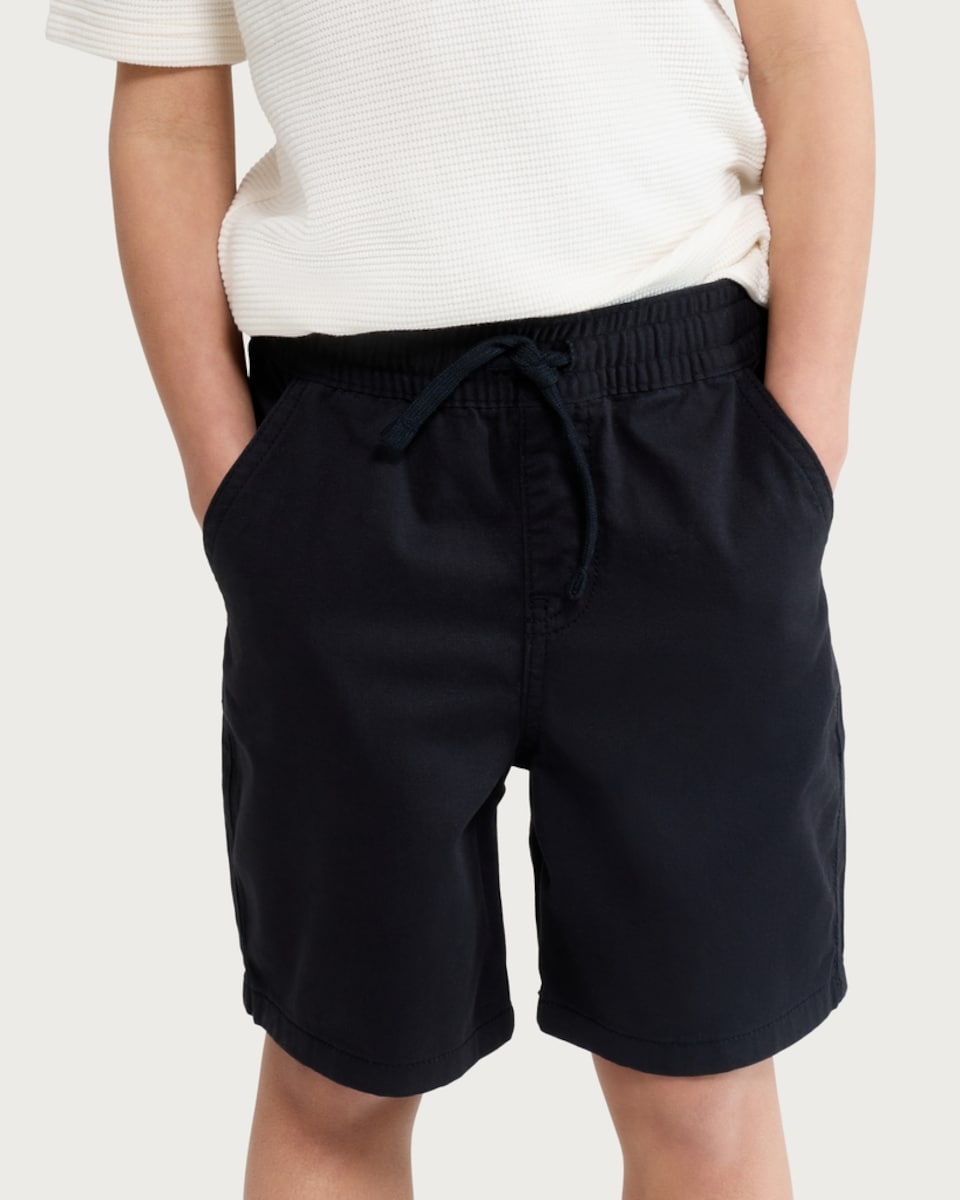 image 1 of F&F Boys Cotton Rich Drawstring Shorts in Black