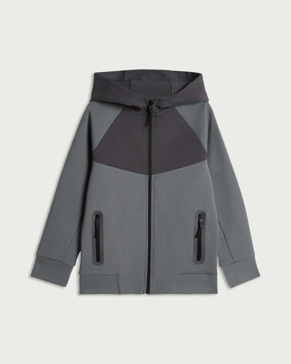 image 1 of F&F Active Boys TECHSPORT Cotton Rich Hoodie in Grey