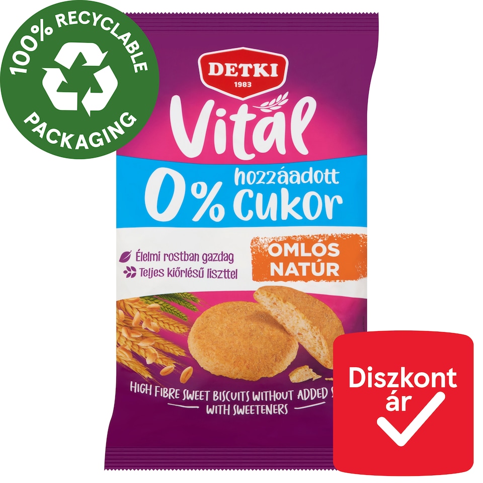 image 1 of Detki Vital Sweet Biscuits without Added Sugar with Sweeteners 180 g