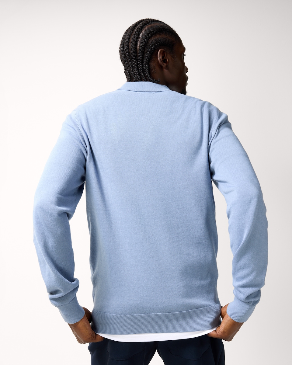 image 1 of F&F Pure Cotton Polo Knit Jumper in Blue
