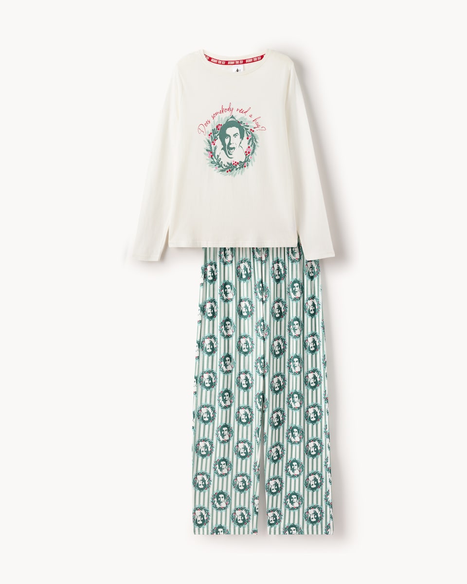 image 1 of Elf Pure Cotton Matching Family Christmas Pyjama Set in Cream