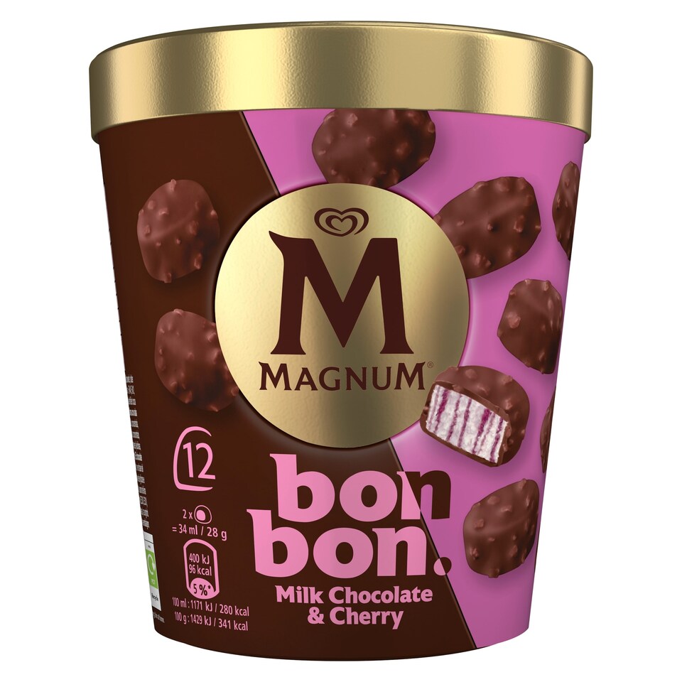 image 1 of Magnum BonBon Milk Chocolate and Cherry Bites 12x17ml
