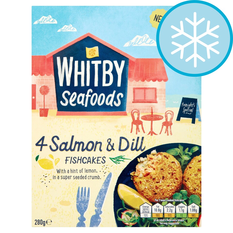 Whitby Seafoods 4 Salmon & Dill Fishcakes 280G Tesco Groceries