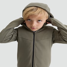 F&F Active Boys Cotton Rich Zip Up Hooded Jacket in Khaki