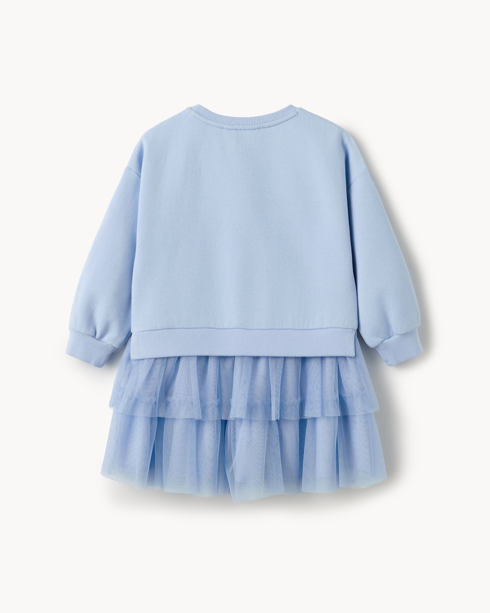image 1 of F&F Girls Tulle Skirt Sweat Dress in Blue