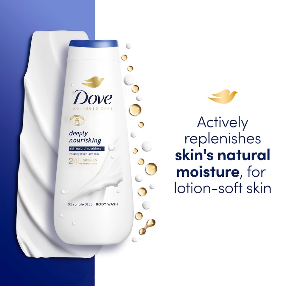 image 1 of Dove Deeply Nourishing 24hr Moisturisation Advanced Care Body Wash Shower Gel 400ml