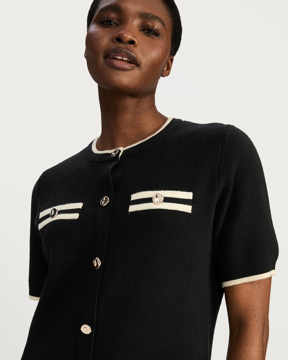 image 1 of F&F Button Front Knit Dress in Black
