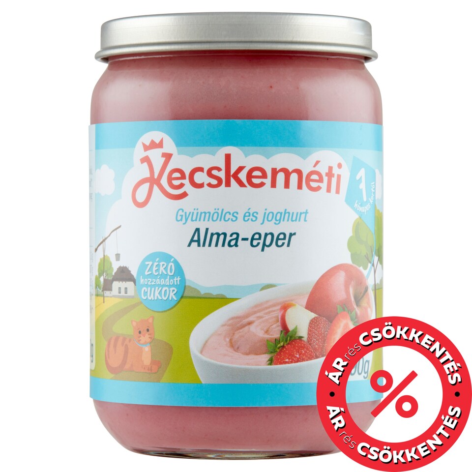Kecskeméti bio gyümölcs és joghurt alma-eper bébidesszert 7 hónapos kortól 190 g