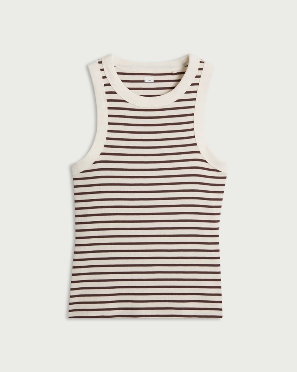 image 1 of F&F Cotton Rich Ribbed Vest in Multi Brown