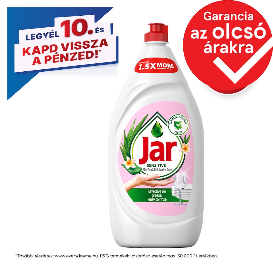 Jar Sensitive Aloe Vera & Pink Jasmine Folyékony Mosogatószer, Kézkímélő 1350 ML