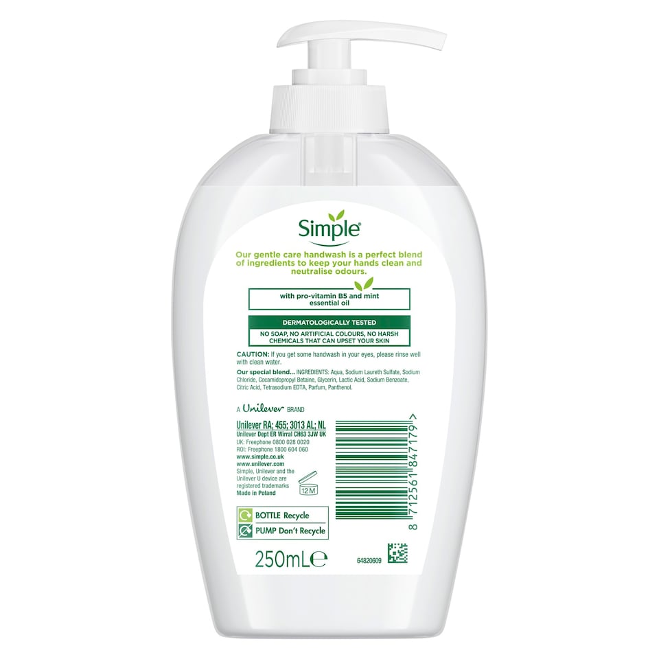 image 1 of Simple Gentle Care Kind To Skin Antibacterial Handwash 250ml