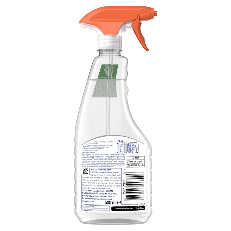 image 1 of Mr Muscle Platinum Shower Shine Cleaning Spray 500ml