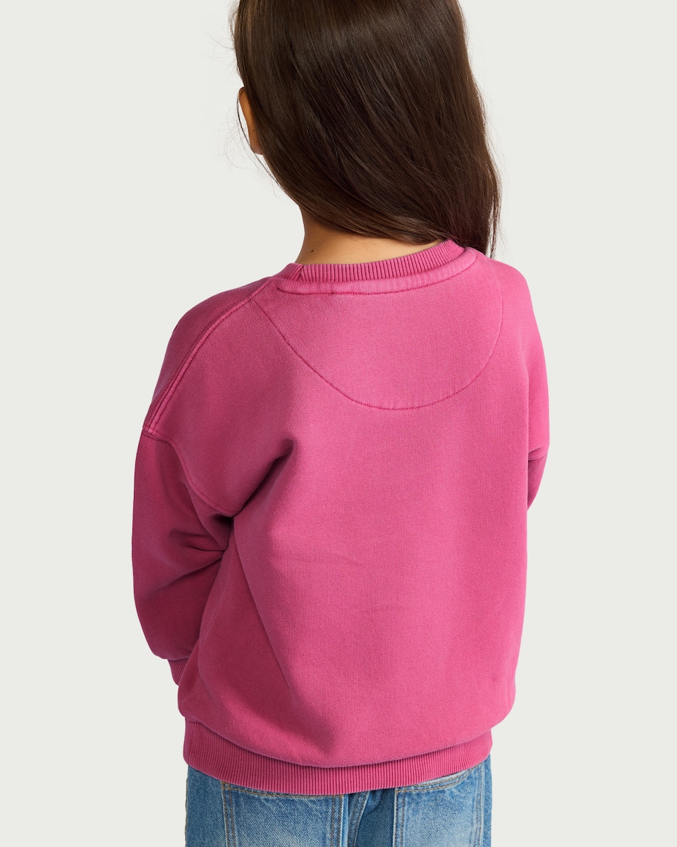 image 1 of F&F Girls Pure Cotton Flower Embroidered Sweatshirt in Pink
