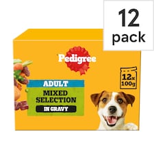 Pedigree Adult Wet Dog Food Pouches Mixed in Gravy 12x100g