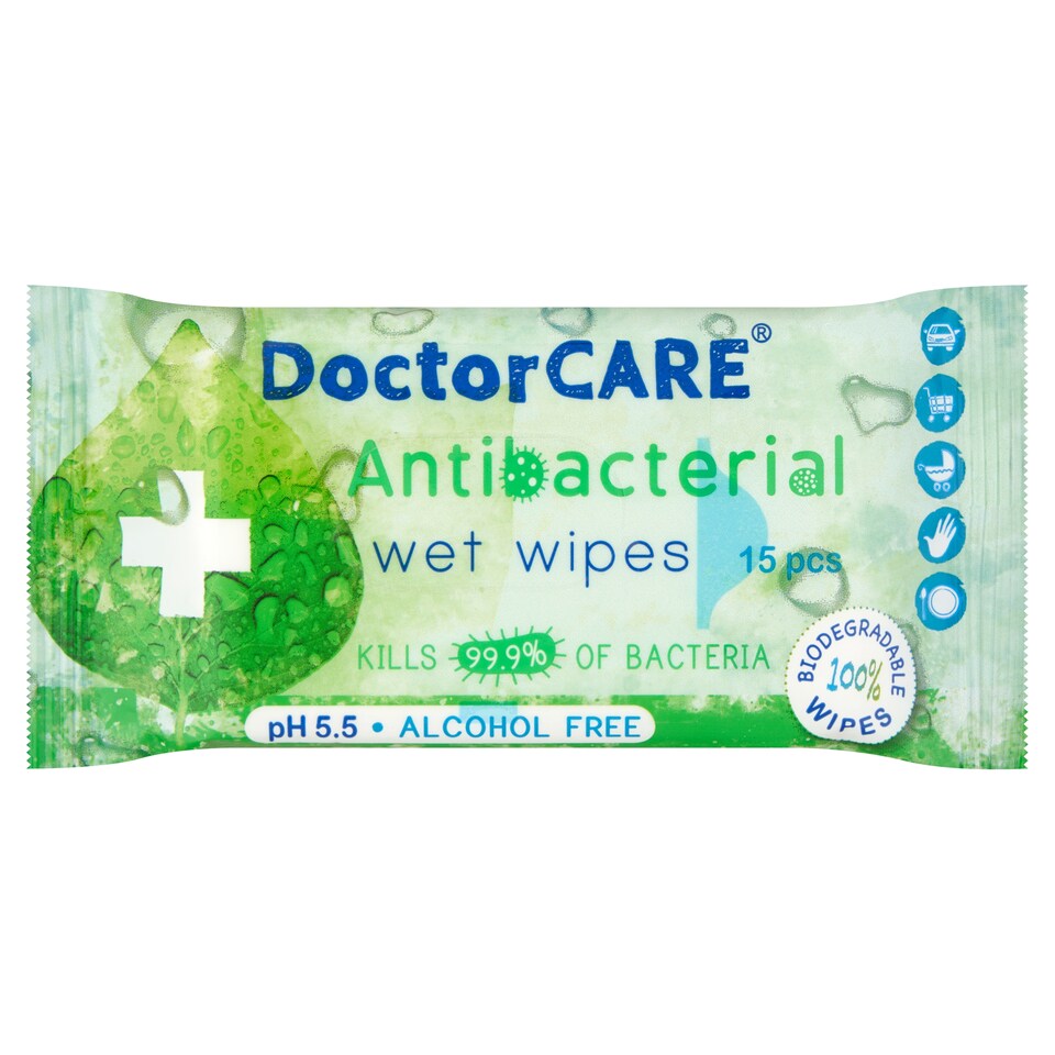 DoctorCare antibakteriális nedves törlőkendő 15 db