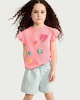 image 2 of F&F Girls Cotton Rich Sequin Heart Ruffle Sleeved T-Shirt in Pink