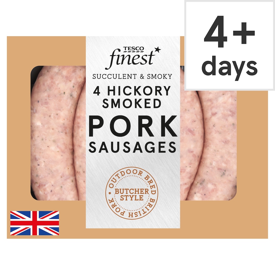 image 1 of Tesco Finest 4 Hickory Smoked Pork Sausages 440g