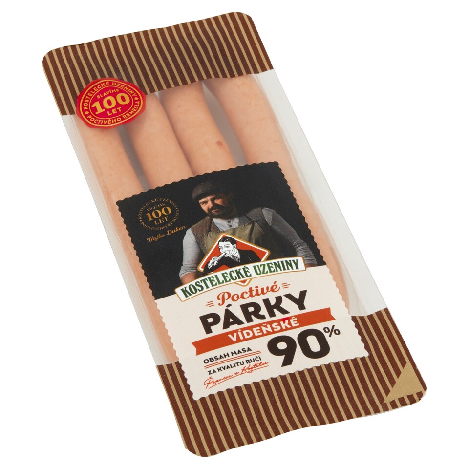 Obrázek 1 pro produkt Kostelecké Uzeniny Poctivé párky vídeňské 0,180kg