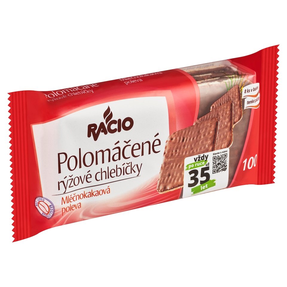 Obrázek 1 pro produkt Racio Polomáčené rýžové chlebíčky mléčnokakaová poleva 8 ks 100g