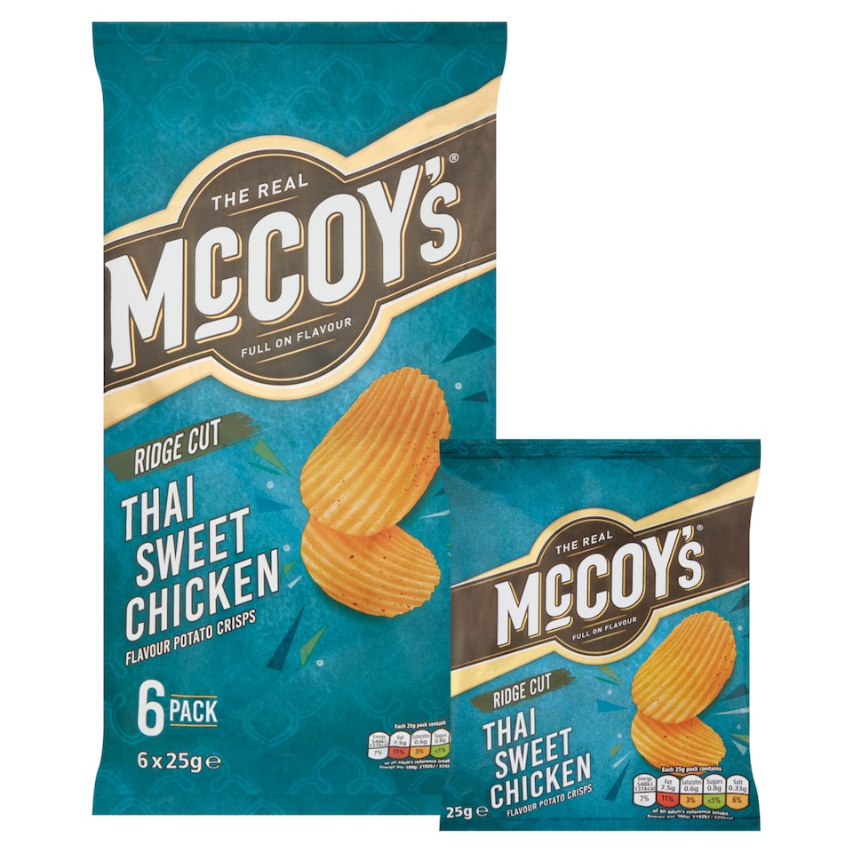 image 1 of Mccoy's Thai Sweet Chicken Ridge Cut Crisps 6X25g