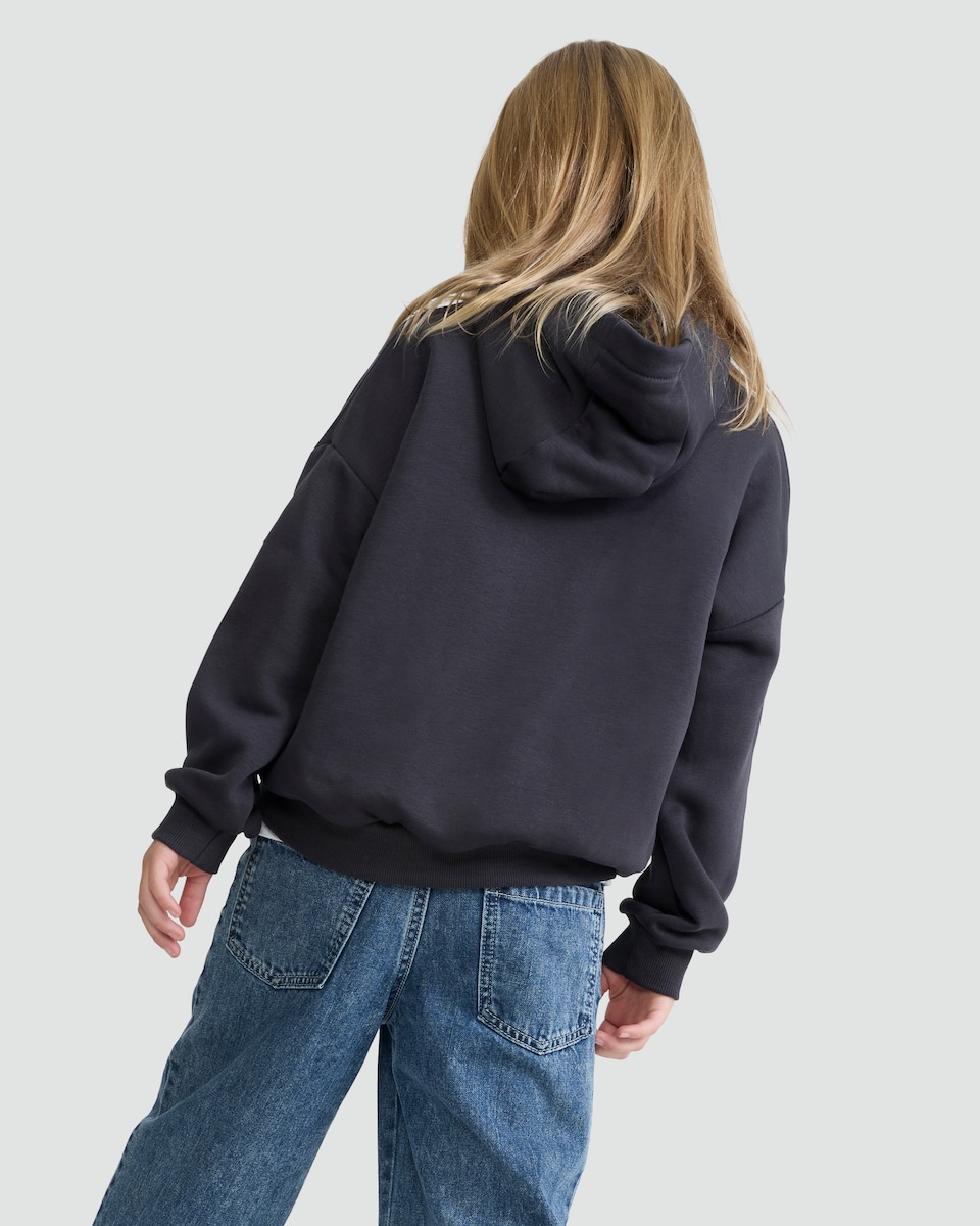 image 1 of Wednesday Addams Print Cotton Rich Hoodie in Black