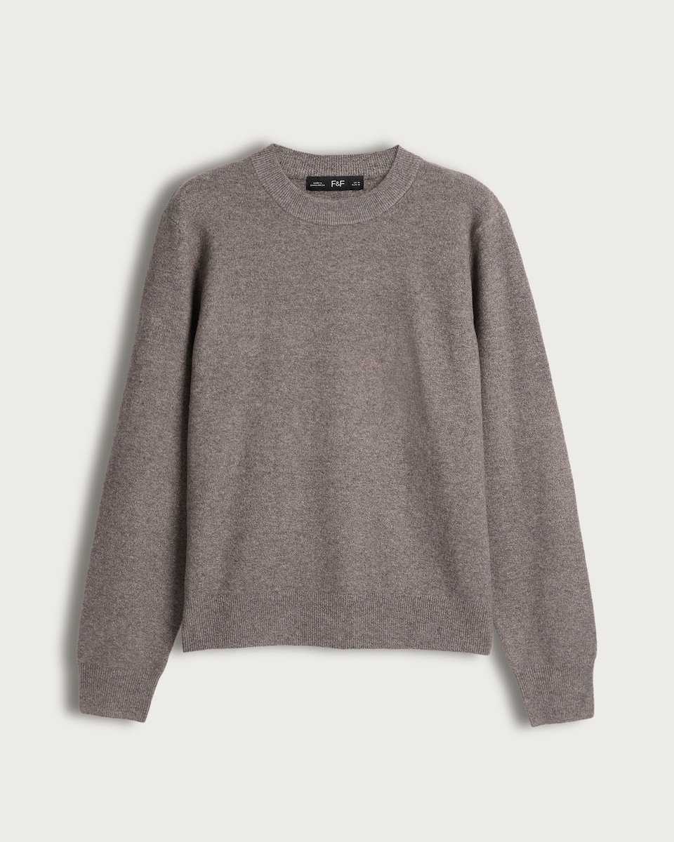 F&F Knitted Crew Neck Knit Jumper with Wool in Mink